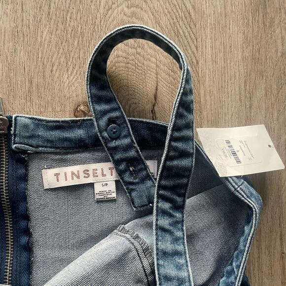 francescas kirsten blue denim tie front straight leg square neck jumpsuit small - Picture 5 of 8